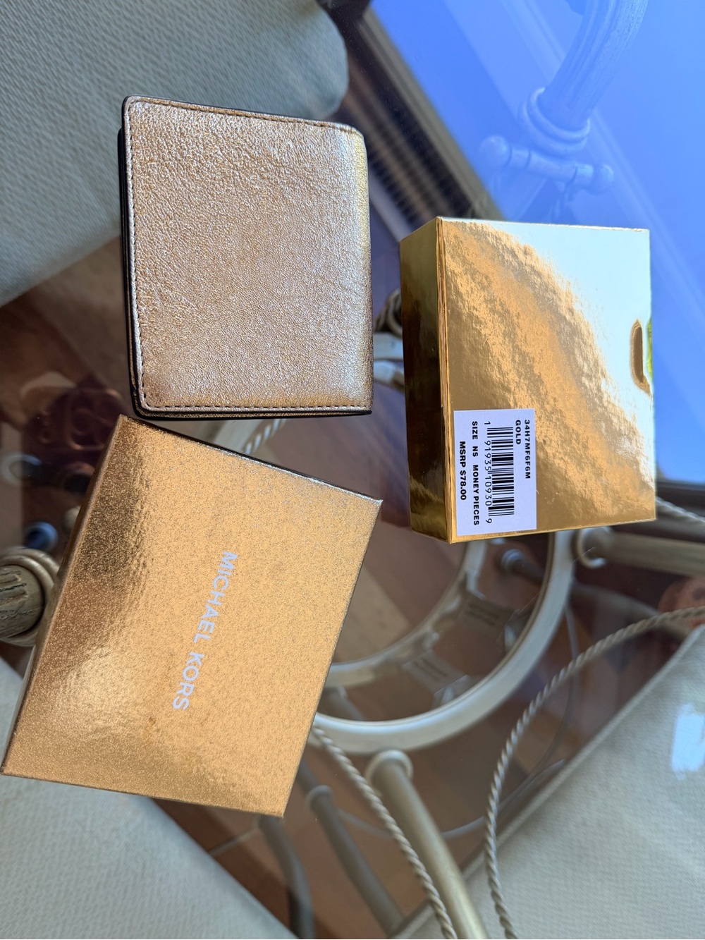 Michael Kors Shimmering Gold Card Wallet - Picture 5 of 6